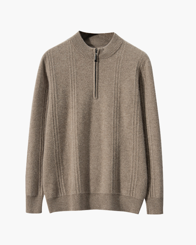 100% Cashmere Ribbed Half Zip